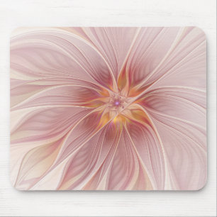 Tapis De Souris Rêve floral rose tendre Art fractal abstrait Fleur