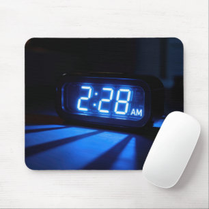 Tapis De Souris Réveil de nuit bleu néon