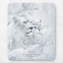 Rêves d'hiver, Lion blanc père & petit sur glace -