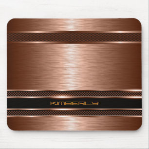 Tapis De Souris Revêtement en aluminium brossé monogramé en cuivre