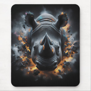 Tapis De Souris Rhinocéros d'Enfer Illustration de Bête de Feu Pui