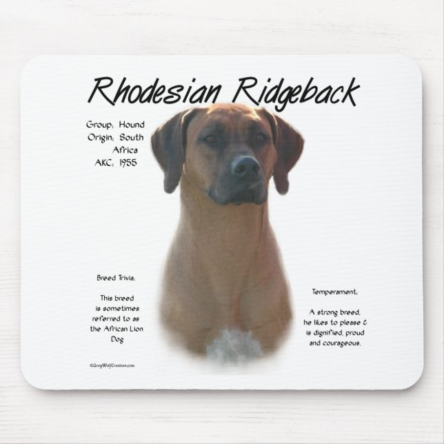 Tapis De Souris Rhodesian Ridgeback Historique Design (Devant)