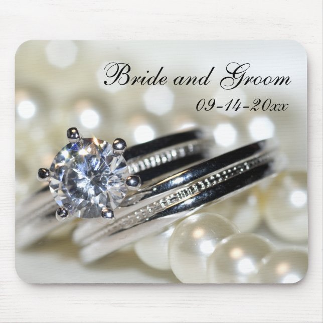Tapis De Souris Rings and White Pearls Wedding (Devant)
