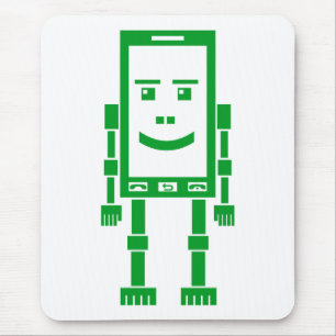 Tapis De Souris Robo Téléphone - Vert herbe sur blanc