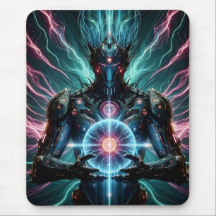 Tapis De Souris Robot Futuriste Noyau Cosmique Cyberpunk
