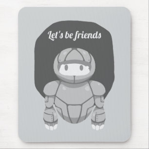 Tapis De Souris Robot gris sur fond gris est amical