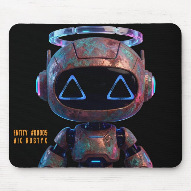 Tapis de souris robot IA Cyberpunk #00005 | AIC Ru (Devant)
