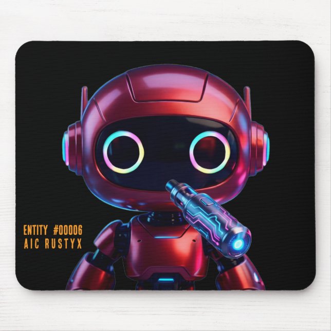 Tapis de souris robot IA Cyberpunk #00006 | AIC Ru (Devant)