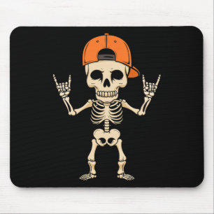 Tapis De Souris Rocker Skeleton Casquette Halloween Punk Rock Homm