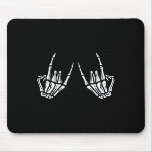 Tapis De Souris Rocker Skeleton Rocher Main Rock Sur Costume Drôle