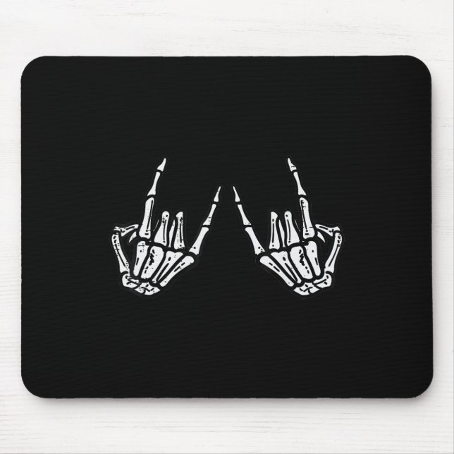 Tapis De Souris Rocker Skeleton Rocher Main Rock Sur Costume Drôle (Devant)