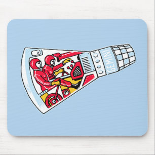 Tapis De Souris Rocket Man Retro Gemini Rockets dans l'espace
