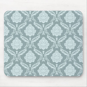 Tapis De Souris Rococo Damassé Rpt Motif Œuf de Canard Bleu+Turquo