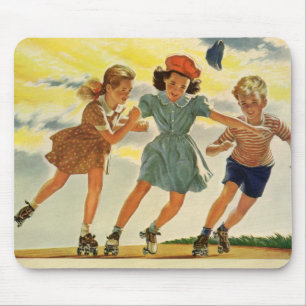 Tapis De Souris Roller vintage Patinage amusant Enfants Garçons et