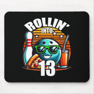Tapis De Souris Rollin Into 13 Bowling Anniversaire fête 13e anniv