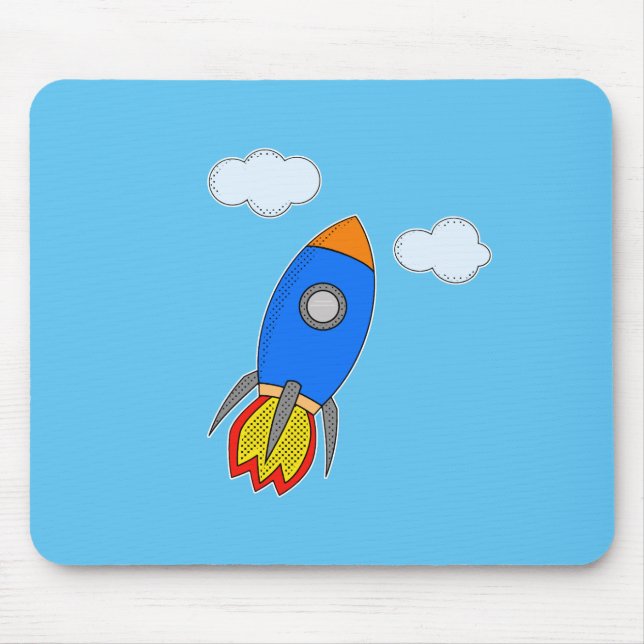 Tapis De Souris Roquette D'Espace De Cartographie Dans Le Ciel Ble (Devant)