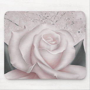 Tapis De Souris Rose Blanche Glamour Moderne Marbre Shabby Chic
