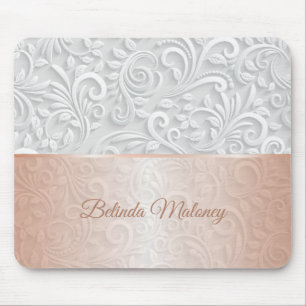 Tapis De Souris Rose blanche Motif 3D Gold