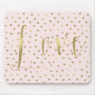 Tapis De Souris Rose Blush Gold Hearts Aimer
