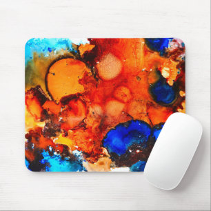 Tapis De Souris Rose d'art abstrait orange rouille