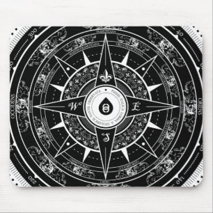 Tapis De Souris Rose de boussole - Mousepad (noir)