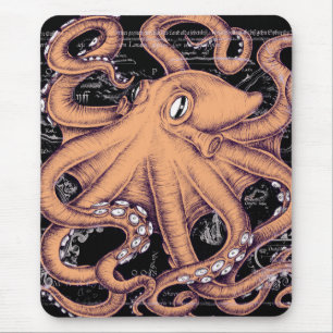 Tapis De Souris Rose de Tentacles d'octopus orangés