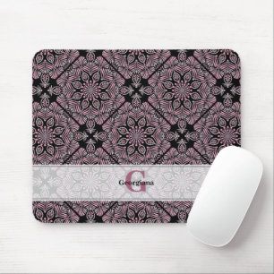 Tapis De Souris Rose Dusky Personnalisé Fronds Floraux Mandala Car