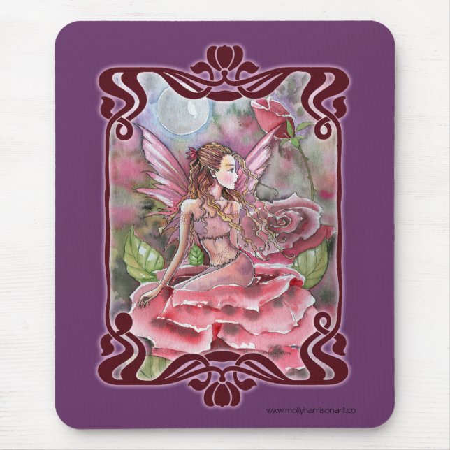 Tapis De Souris Rose Fairy Fancy Mousepad par Molly Harrison (Devant)