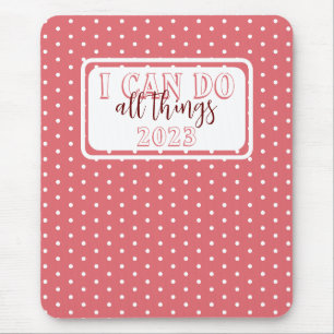 Tapis De Souris Rose Féminin Blanc Points De Polka Peut Faire Tout