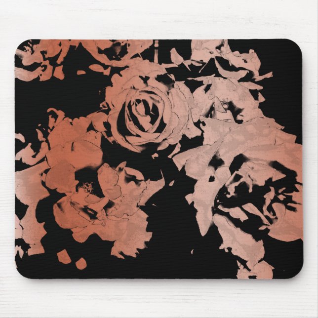 Tapis de souris rose floral d'or (Devant)