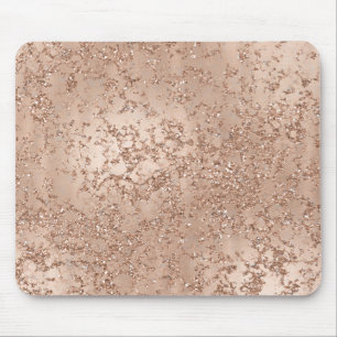 Tapis De Souris Rose Gold Blush Rose Glamour Étincelle Crackle Chi