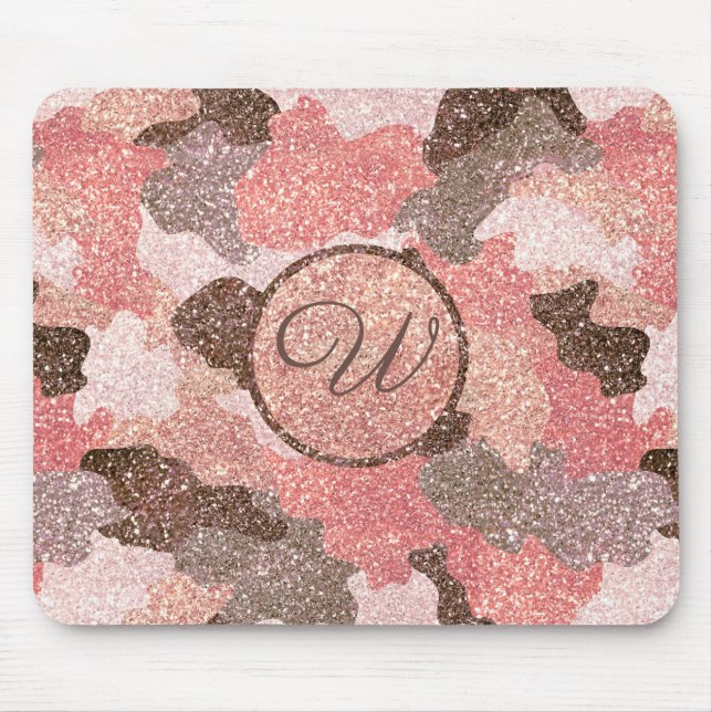 Tapis De Souris Rose Gold Camo Faux Parties scintillant Camouflage (Devant)