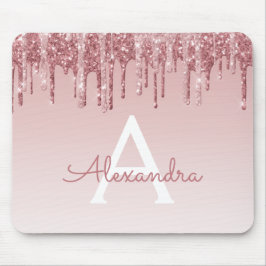 Tapis De Souris Rose Gold Drives Parties scintillant rose Monogram