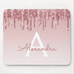 Tapis De Souris Rose Gold Drives Parties scintillant rose Monogram