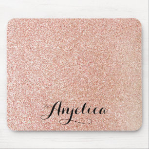 Tapis De Souris Rose Gold Faux Parties scintillant Nom personnalis