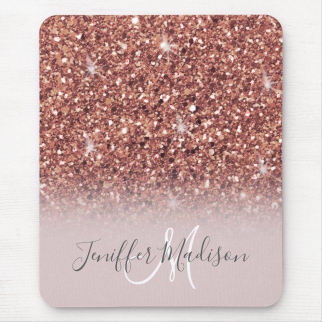 Tapis De Souris Rose Gold Glitter Drips (Devant)