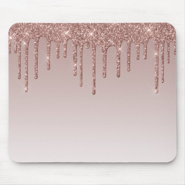 Tapis De Souris Rose Gold Glitter Liquide Drips (Devant)