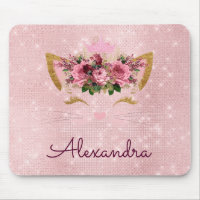 Rose Gold Kitty Sparkle Princess Monogramme Nom