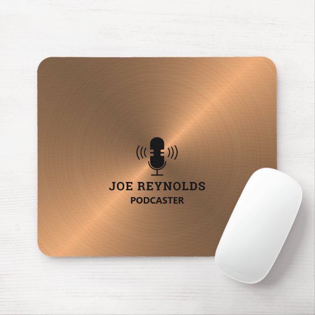 Tapis De Souris Rose Gold Metal Effet, Podcaster, Podcast (Avec souris)