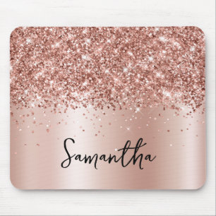 Tapis De Souris Rose Gold Pailleté Pale Brillant Nom