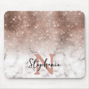 Tapis De Souris Rose Gold Sequin Parties scintillant Marbre Ombre