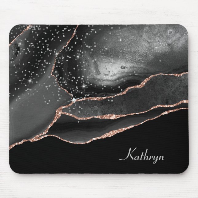 Tapis De Souris Rose Gold Sparkle Abstrait (Devant)