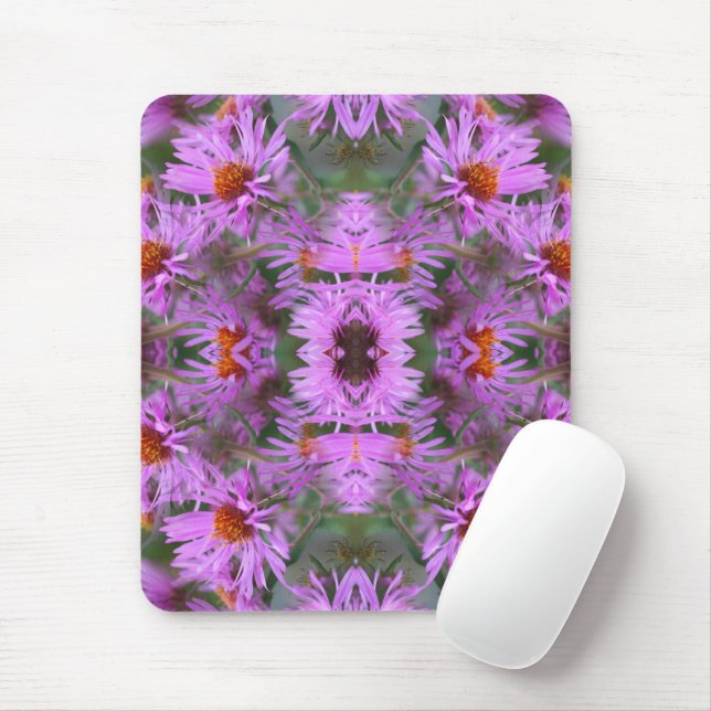 Tapis De Souris Rose Nouvelle-Angleterre Aster Flowers Abstrait (Avec souris)