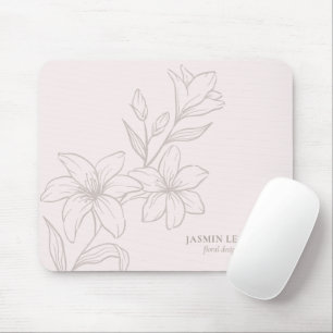 Tapis De Souris Rose pâle Flore minimale chic