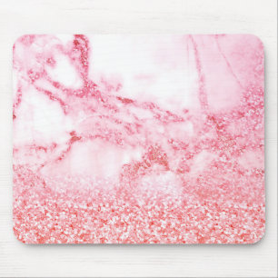 Tapis De Souris Rose Parties scintillant élégant en marbre d'or