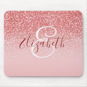 Tapis De Souris Rose Parties scintillant or Blush Ombre Monogram