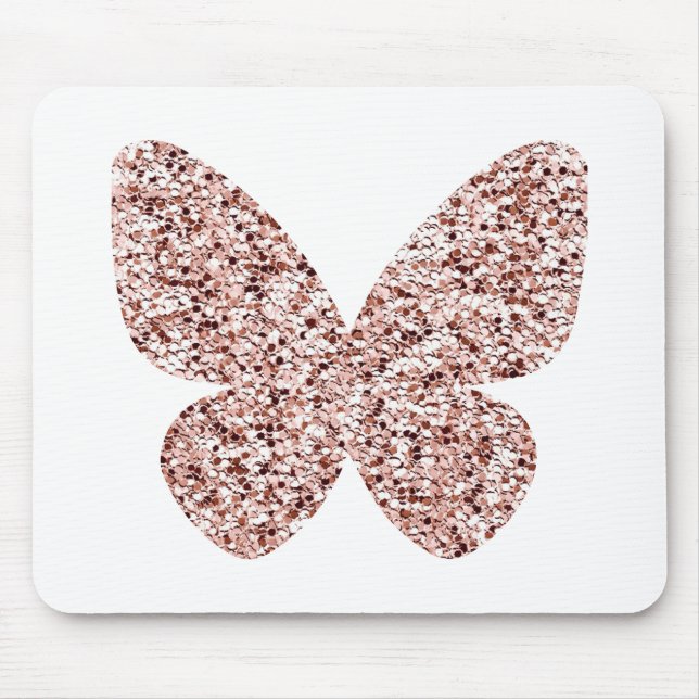 Tapis De Souris Rose Parties scintillant or Monarch Clipart Cute B (Devant)