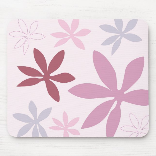 Tapis De Souris Rose, pourpre et pétales de fleur de Bourgogne (Devant)