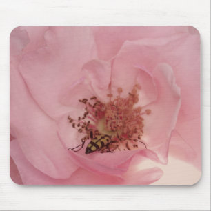 Tapis De Souris Rose rose et un insecte Photographie Mousepad