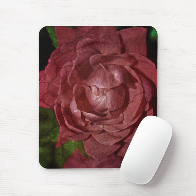 Tapis De Souris Rose rouge craquée par Shirley Taylor (Avec souris)